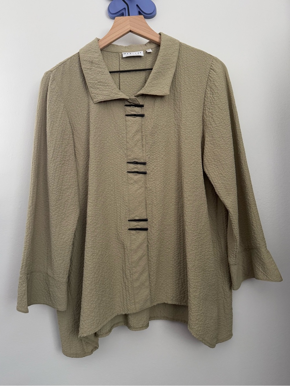 Habitat Medium Button Up Long Sleeve Shirt Oversized Lagen Tunic Neutral Boho